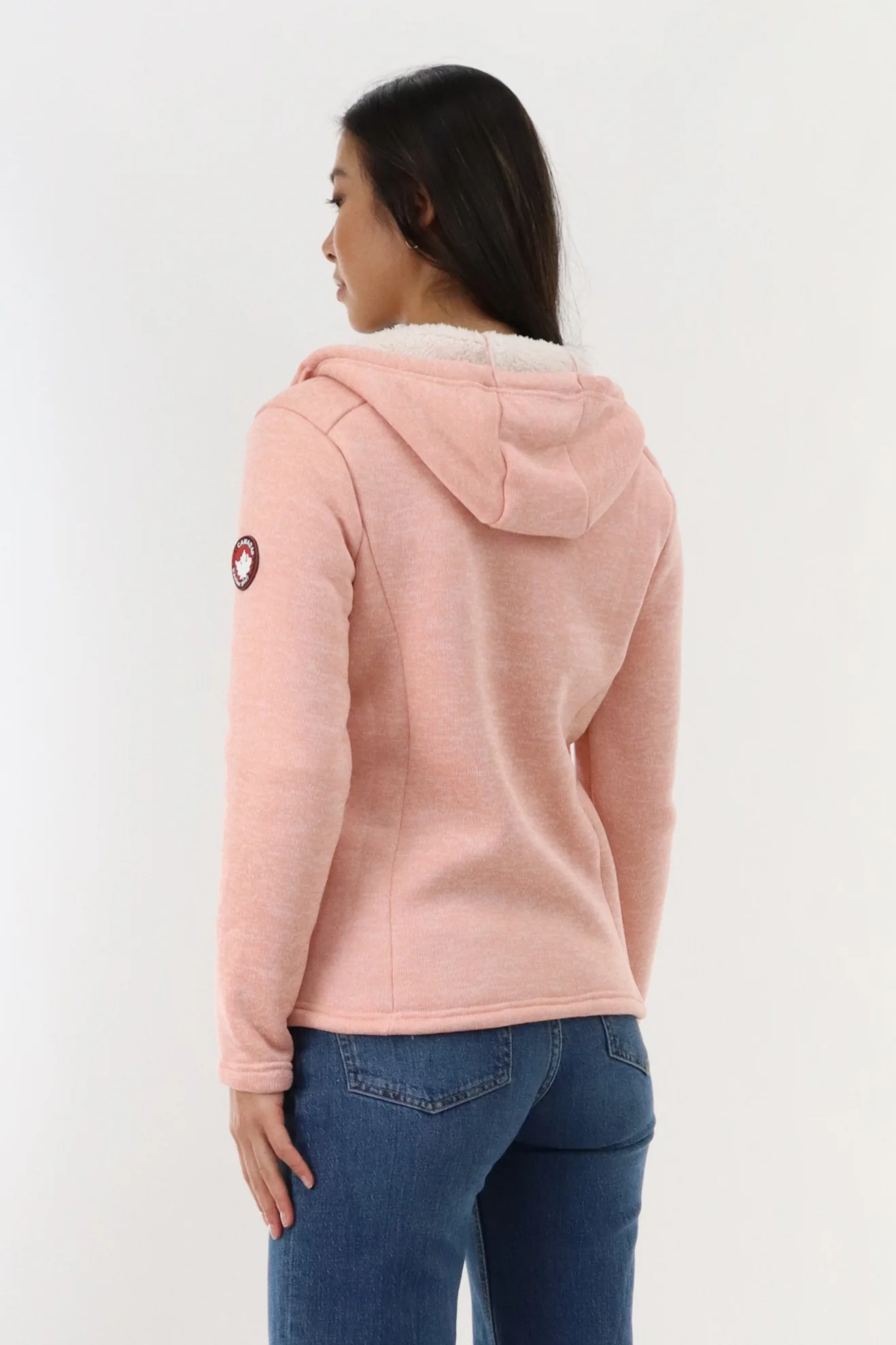 Canada Weather Gear Sherpa Lined Fleece Zip Up Hoodie - Blush - Image 3