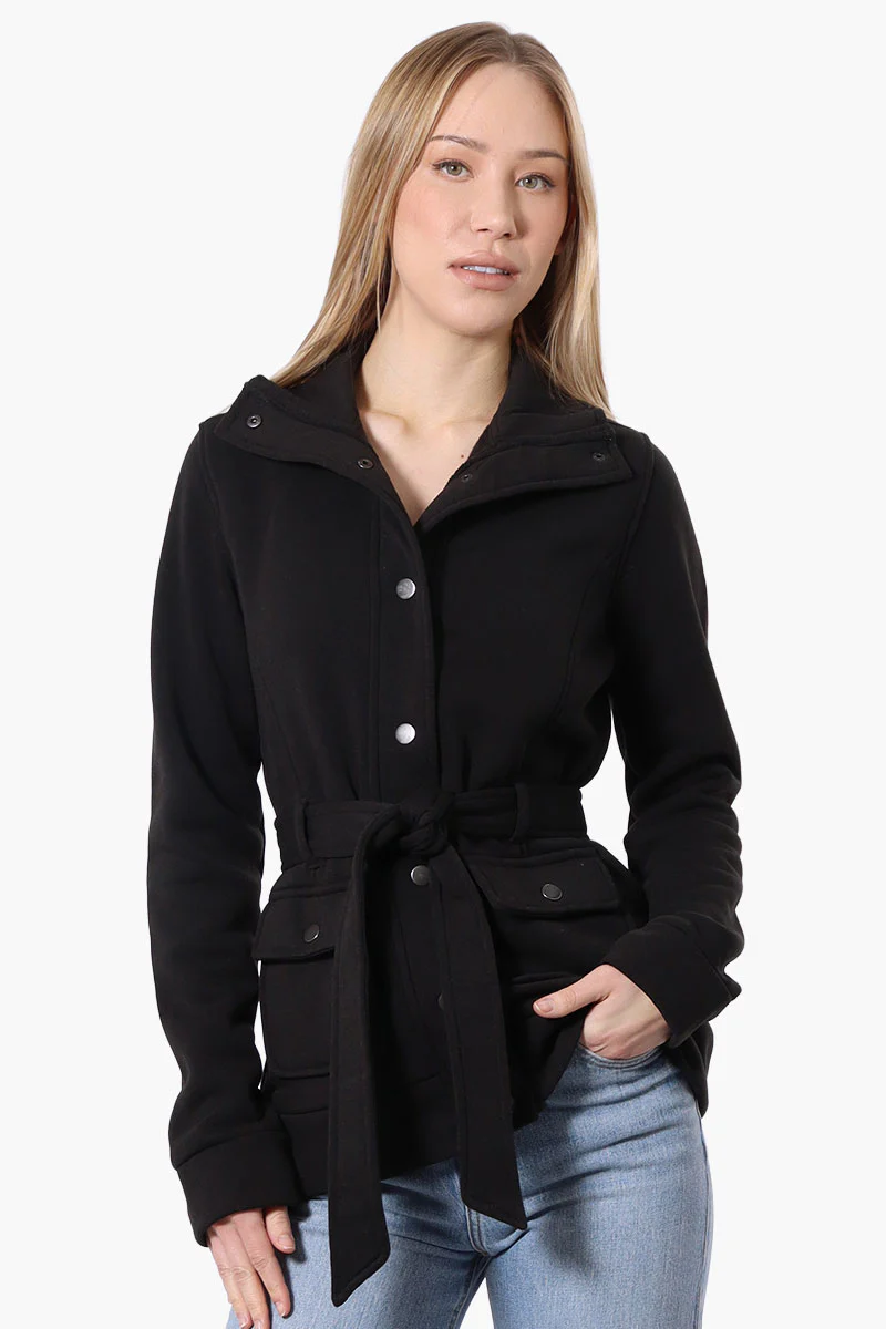 Fahrenheit Belted Fleece Lightweight Jacket - Black