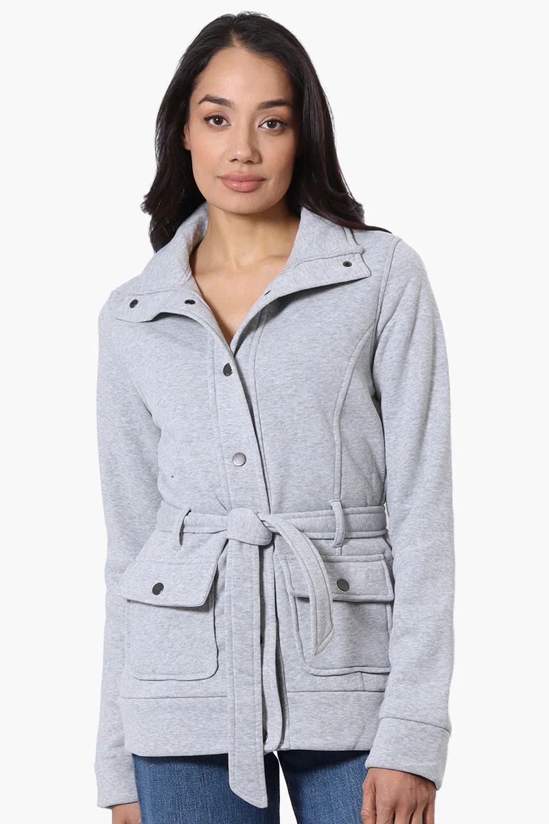 Fahrenheit Belted Fleece Lightweight Jacket - Grey