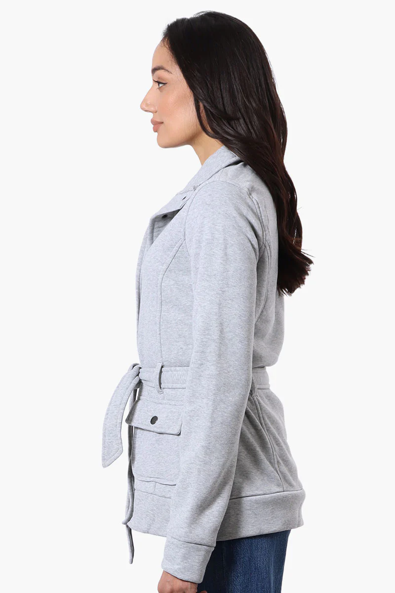 Fahrenheit Belted Fleece Lightweight Jacket - Grey - Image 2