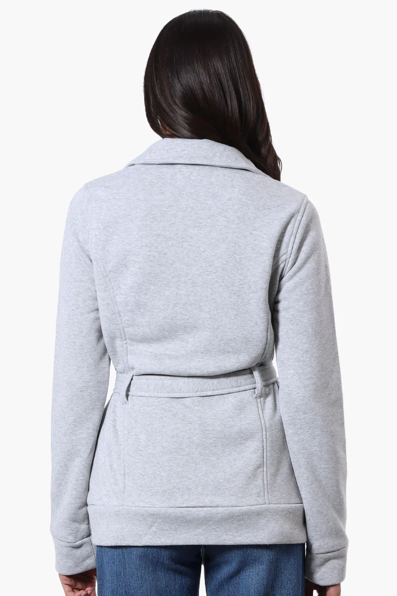Fahrenheit Belted Fleece Lightweight Jacket - Grey - Image 3