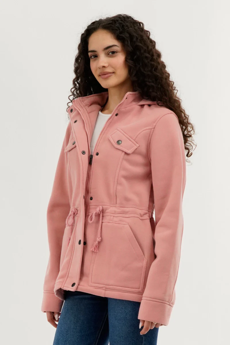 New Look Fleece Utility Pocket Lightweight Jacket - Pink - Image 2