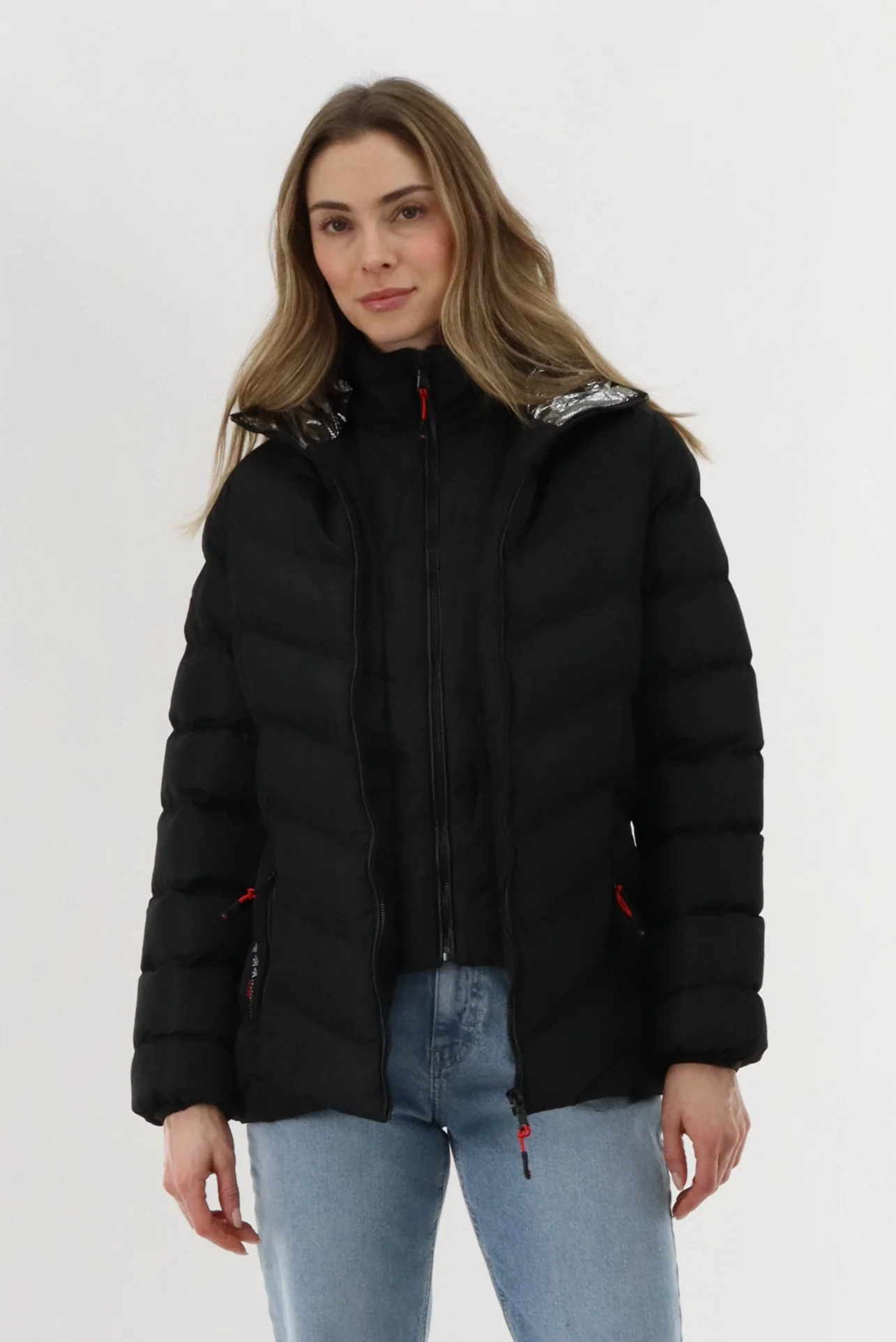 Canada Weather Gear Quilted Puffer Double Zip Bomber Jacket - Black