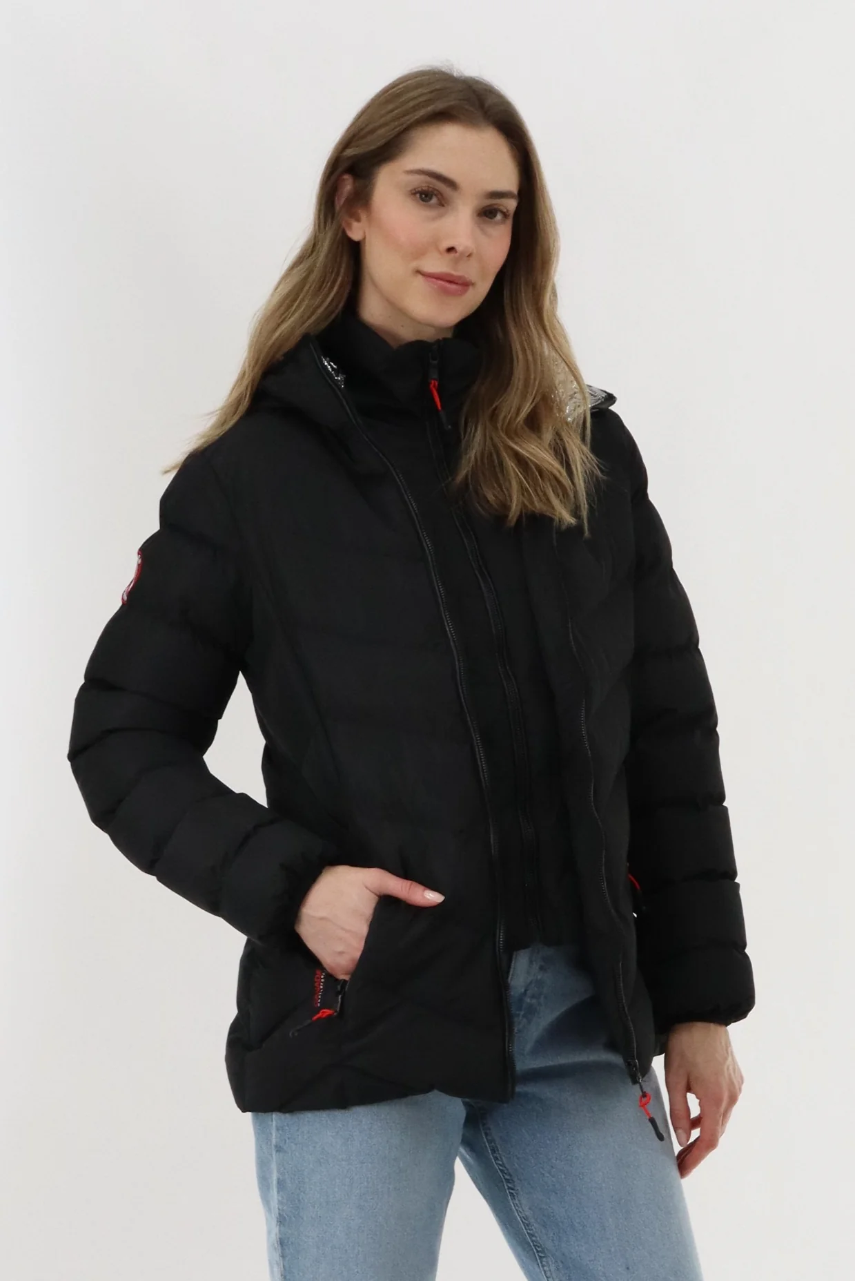 Canada Weather Gear Quilted Puffer Double Zip Bomber Jacket - Black - Image 2