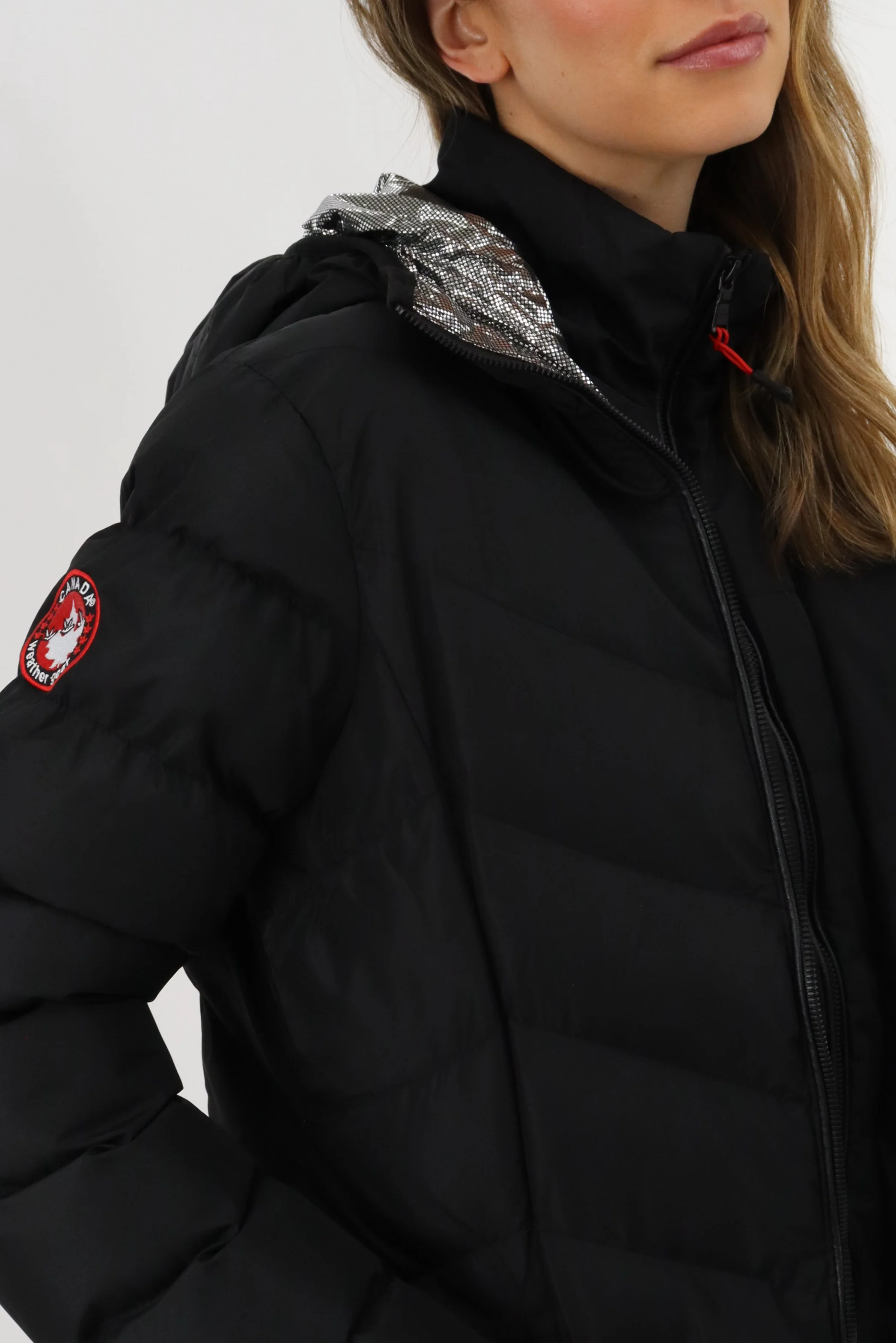 Canada Weather Gear Quilted Puffer Double Zip Bomber Jacket - Black - Image 4