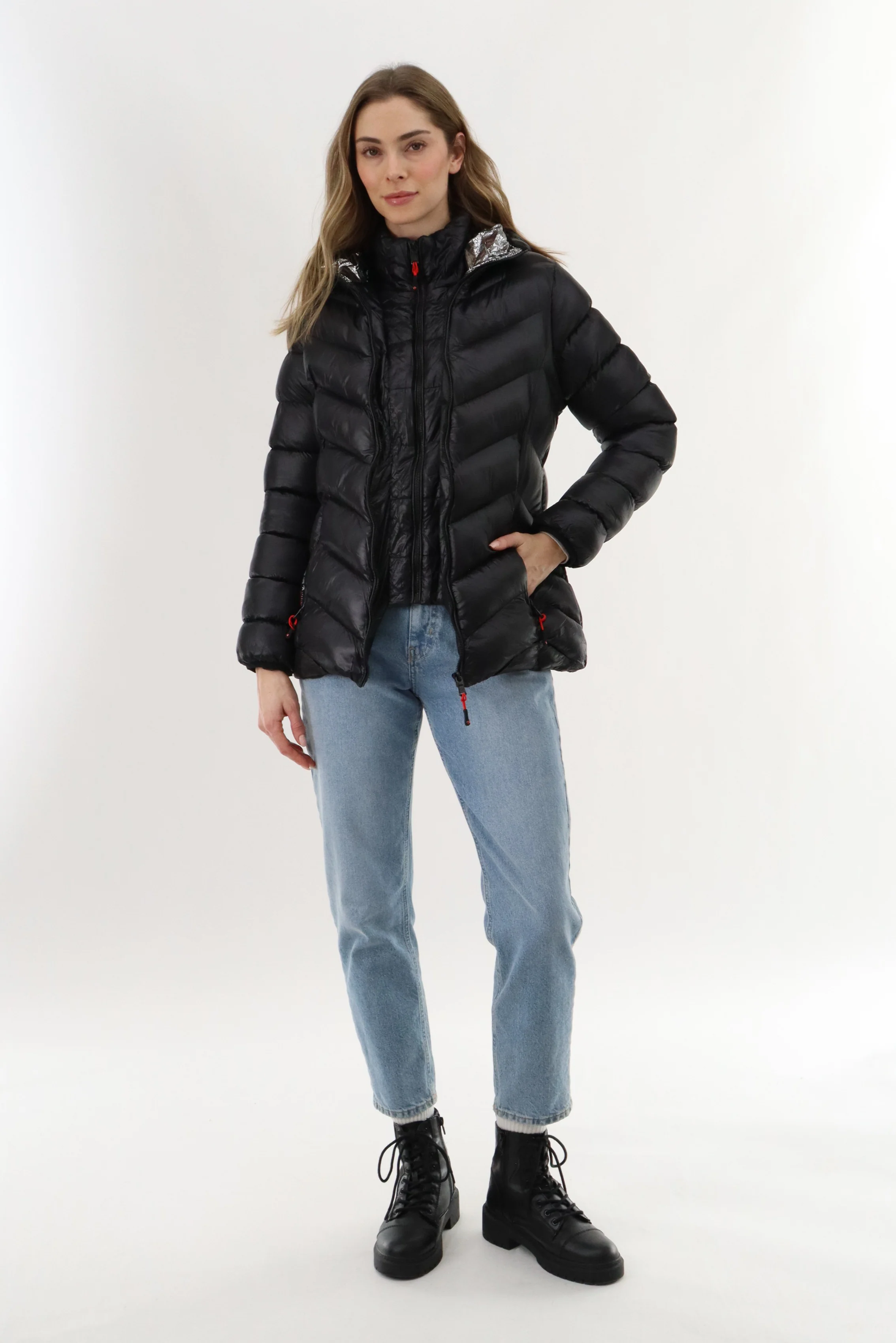 Canada Weather Gear Quilted Puffer Double Zip Bomber Jacket - Black - Image 5