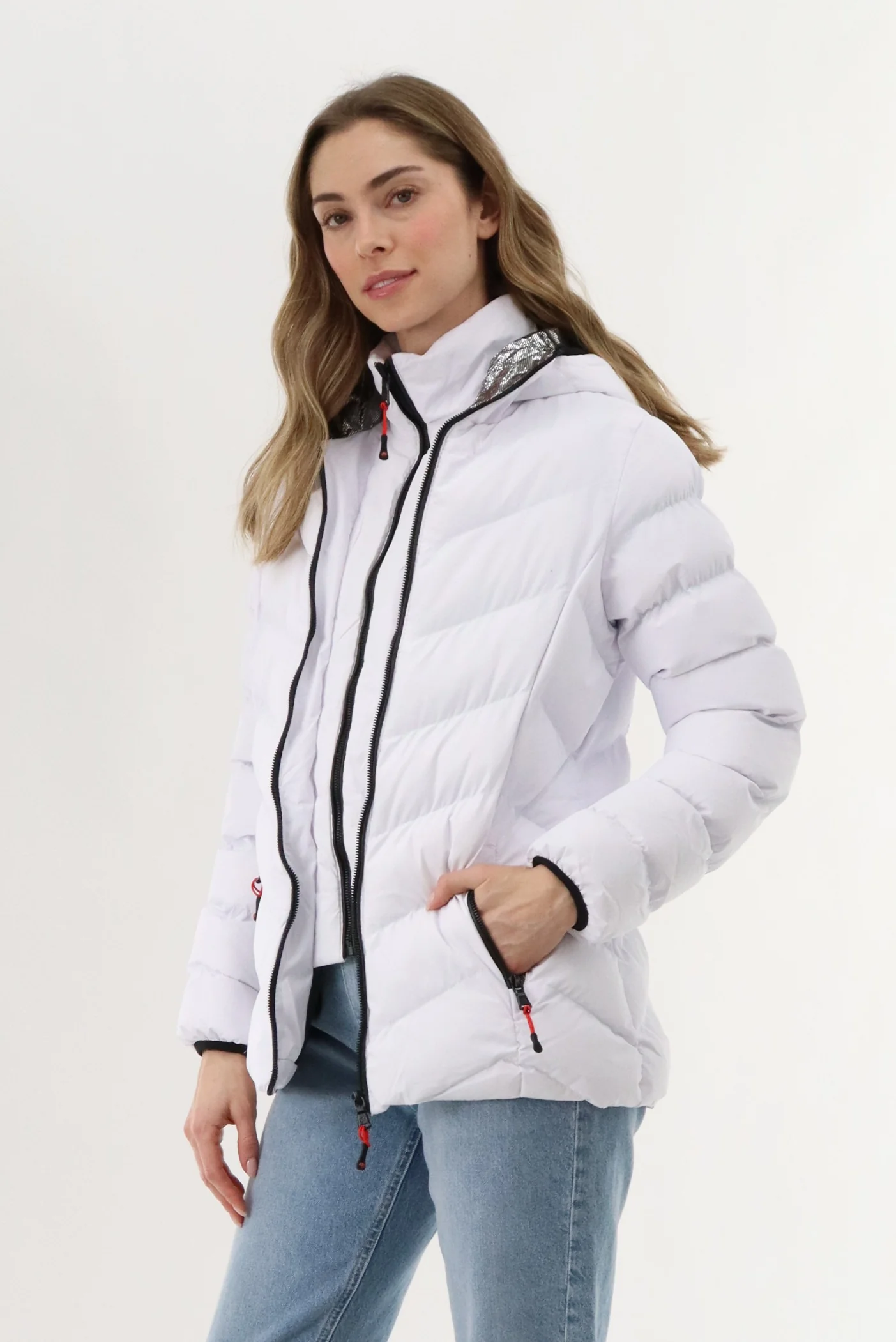 Canada Weather Gear Quilted Puffer Double Zip Bomber Jacket - White - Image 2