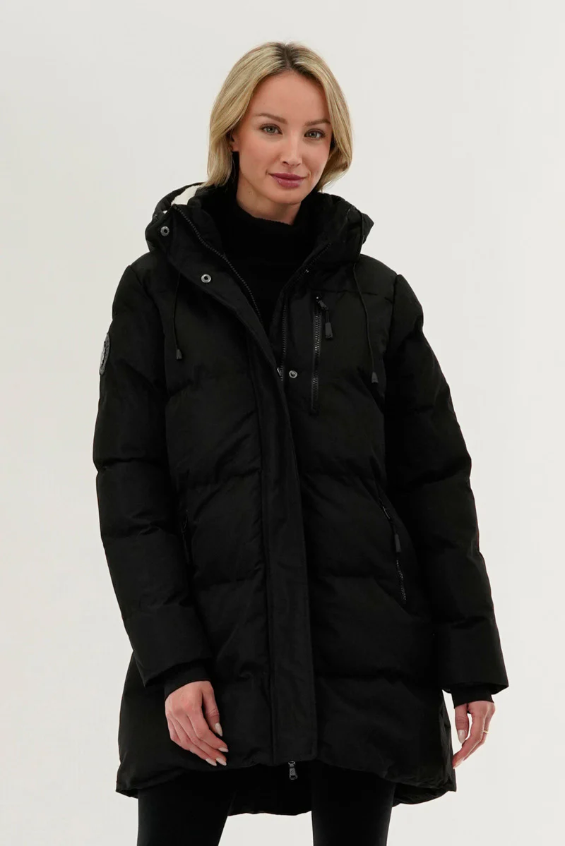 Canada Weather Gear Colour Block Puffer Parka Jacket - Black