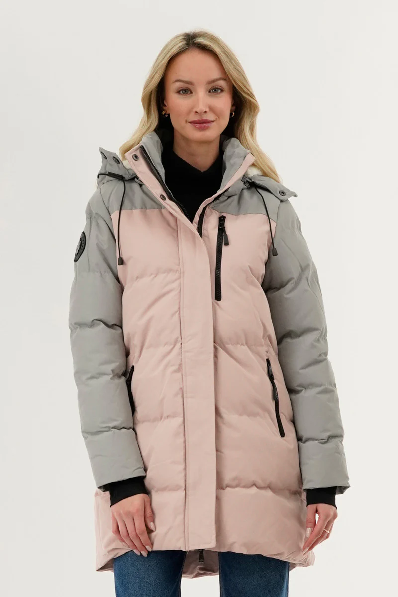 Canada Weather Gear Colour Block Puffer Parka Jacket - Pink