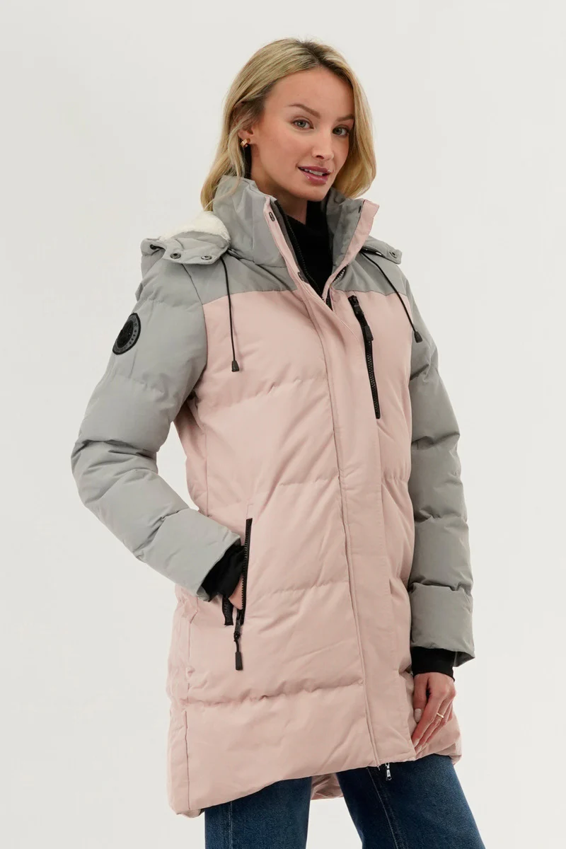 Canada Weather Gear Colour Block Puffer Parka Jacket - Pink - Image 2