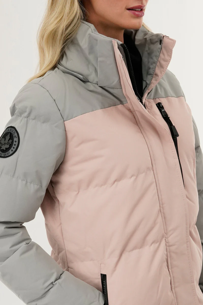 Canada Weather Gear Colour Block Puffer Parka Jacket - Pink - Image 4