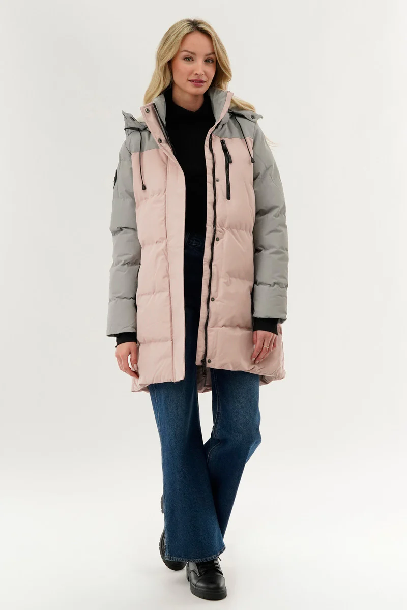 Canada Weather Gear Colour Block Puffer Parka Jacket - Pink - Image 5