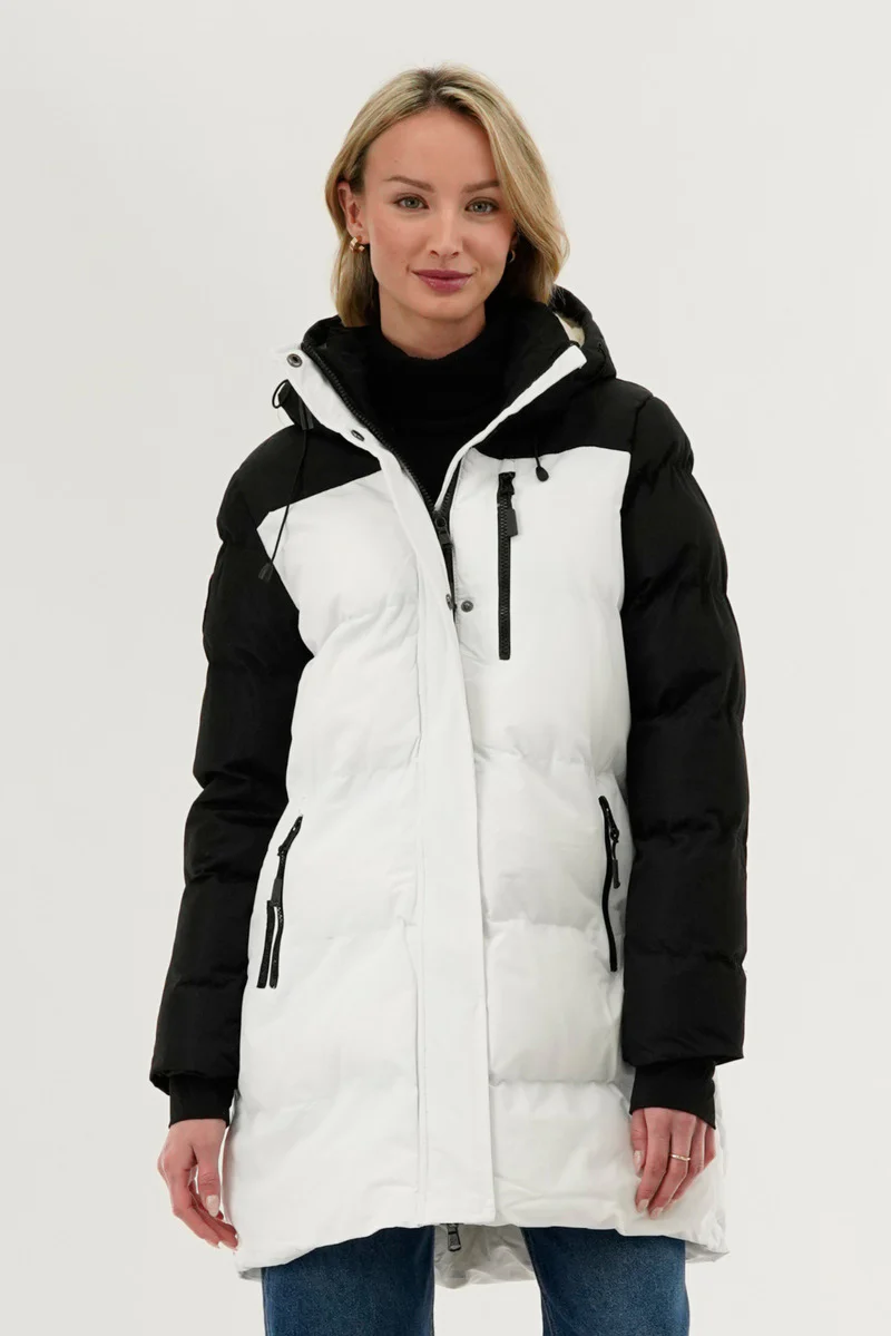 Canada Weather Gear Colour Block Puffer Parka Jacket - White