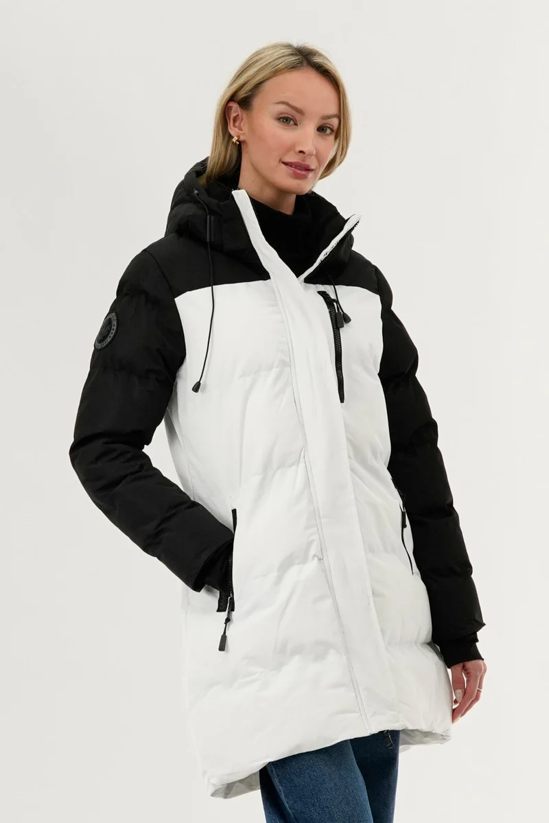 Canada Weather Gear Colour Block Puffer Parka Jacket - White - Image 2