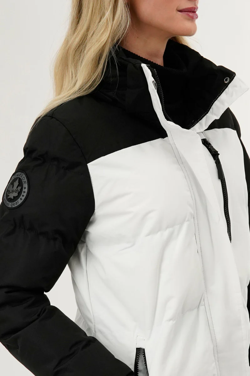 Canada Weather Gear Colour Block Puffer Parka Jacket - White - Image 4