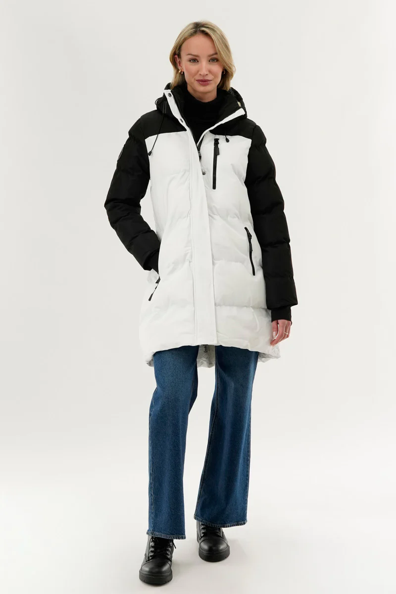 Canada Weather Gear Colour Block Puffer Parka Jacket - White - Image 5
