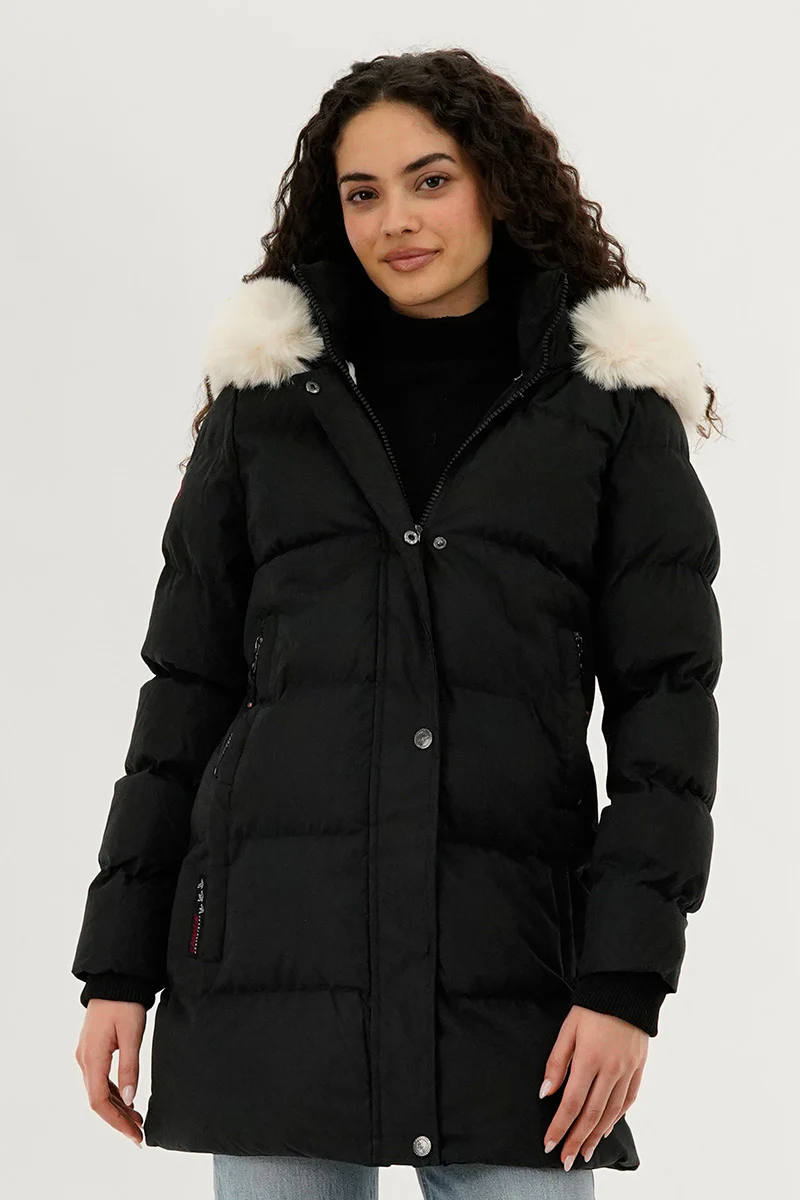 Canada Weather Gear Hip Length Parka Jacket - Black