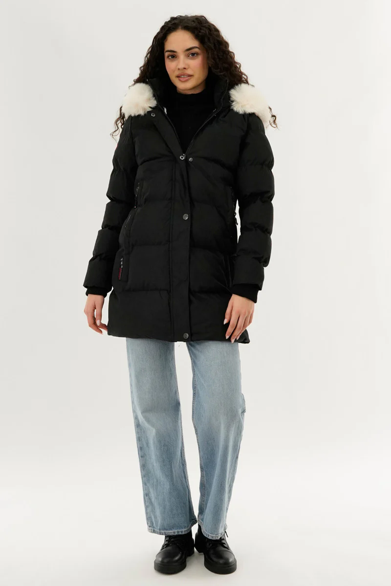 Canada Weather Gear Hip Length Parka Jacket - Black - Image 5