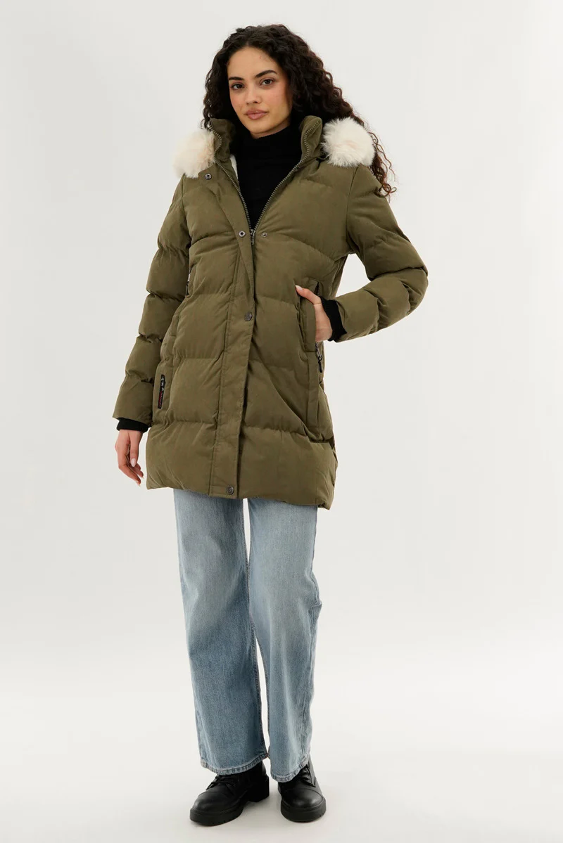 Canada Weather Gear Hip Length Parka Jacket - Green - Image 5