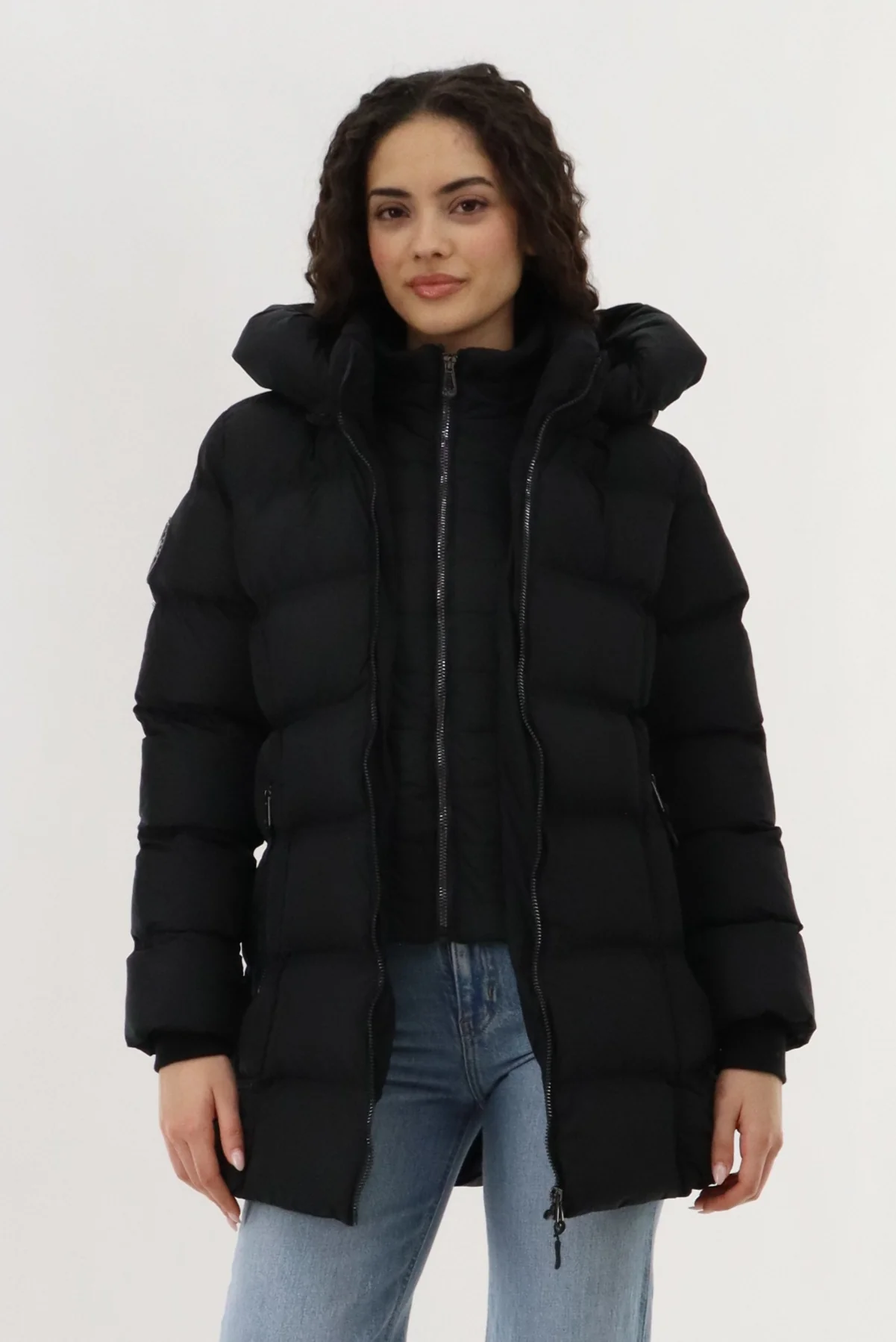 Canada Weather Gear Double Zip Hooded Parka Jacket - Black