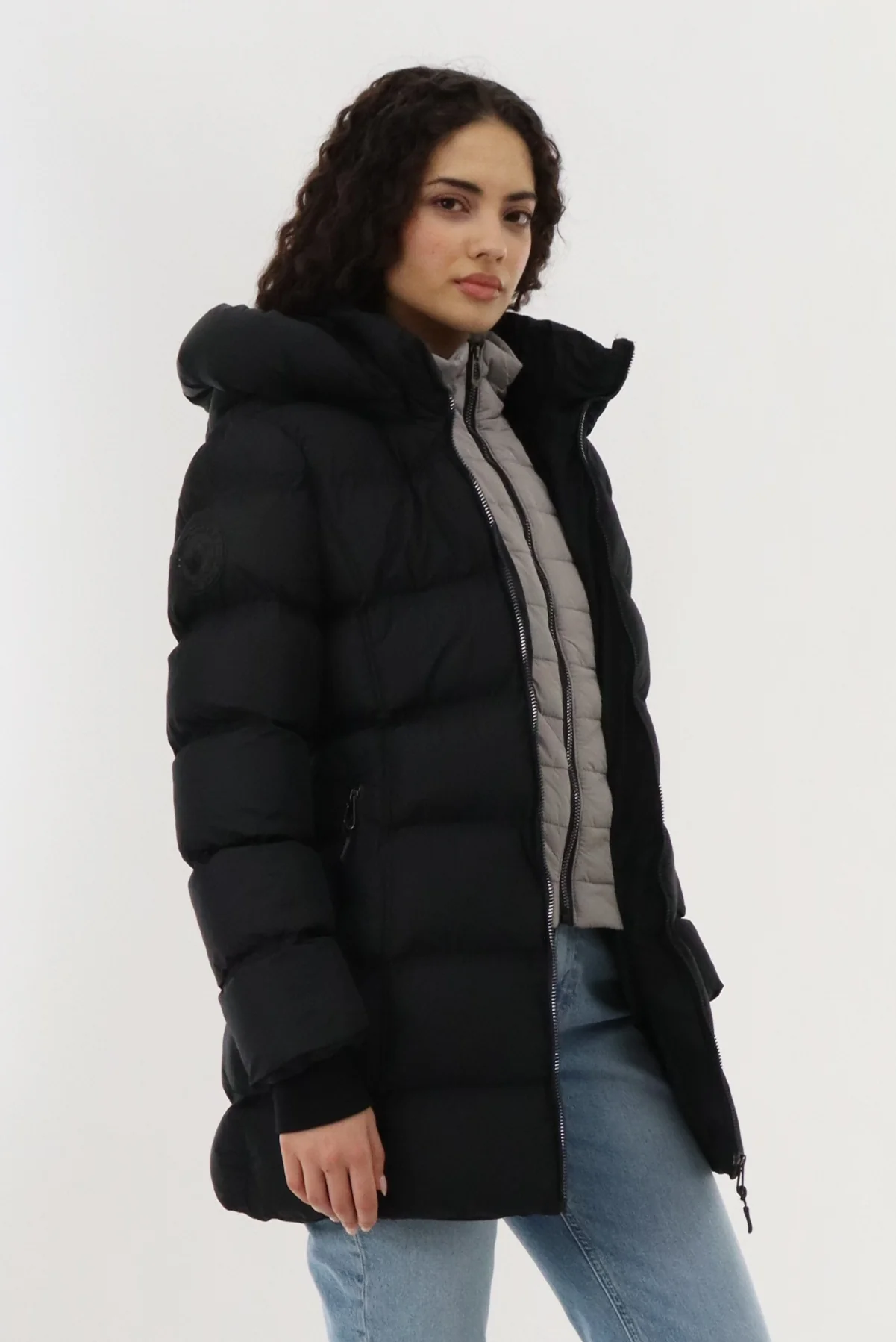 Canada Weather Gear Double Zip Two Tone Parka Jacket - Black - Image 2