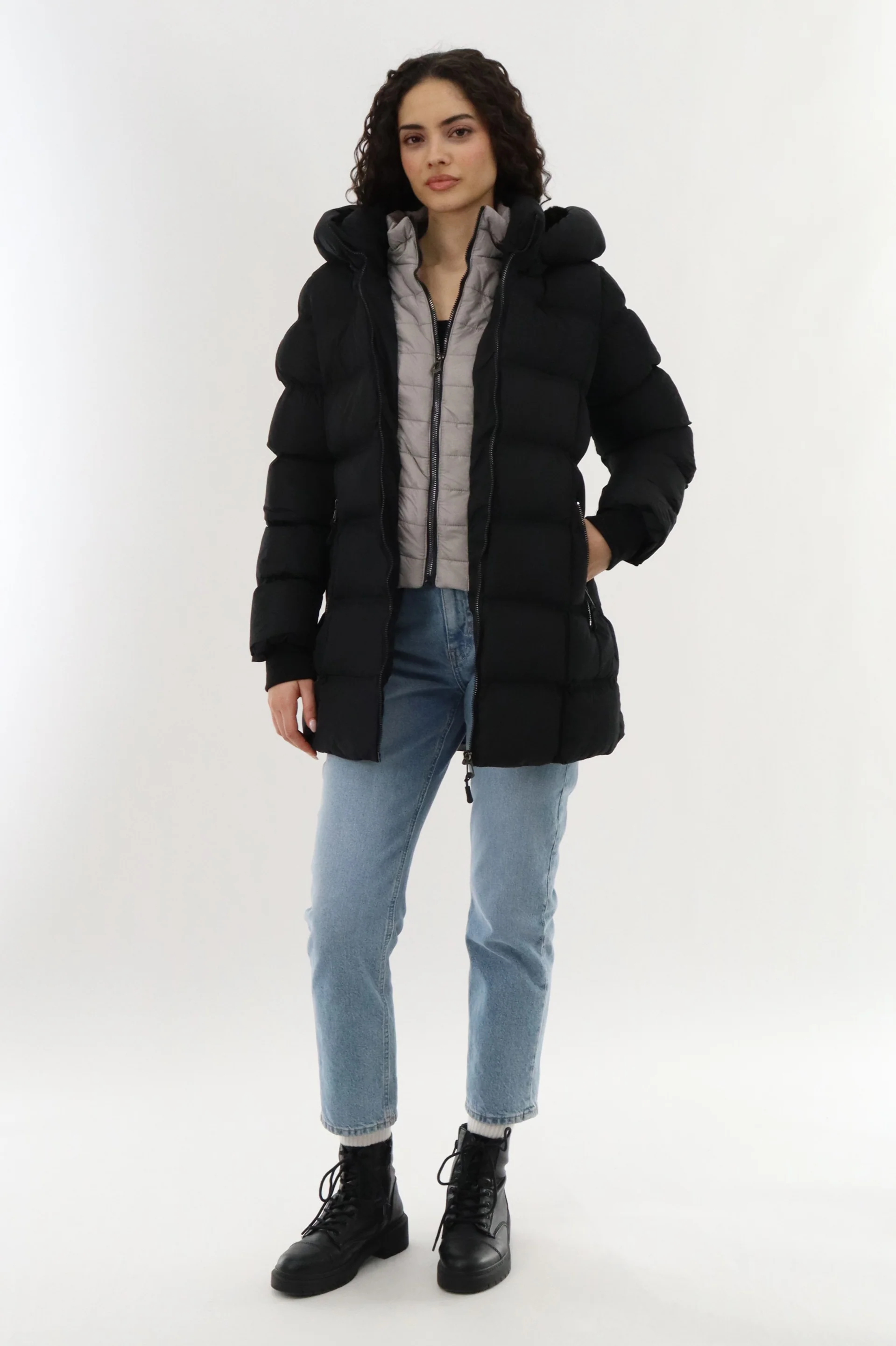 Canada Weather Gear Double Zip Two Tone Parka Jacket - Black - Image 5