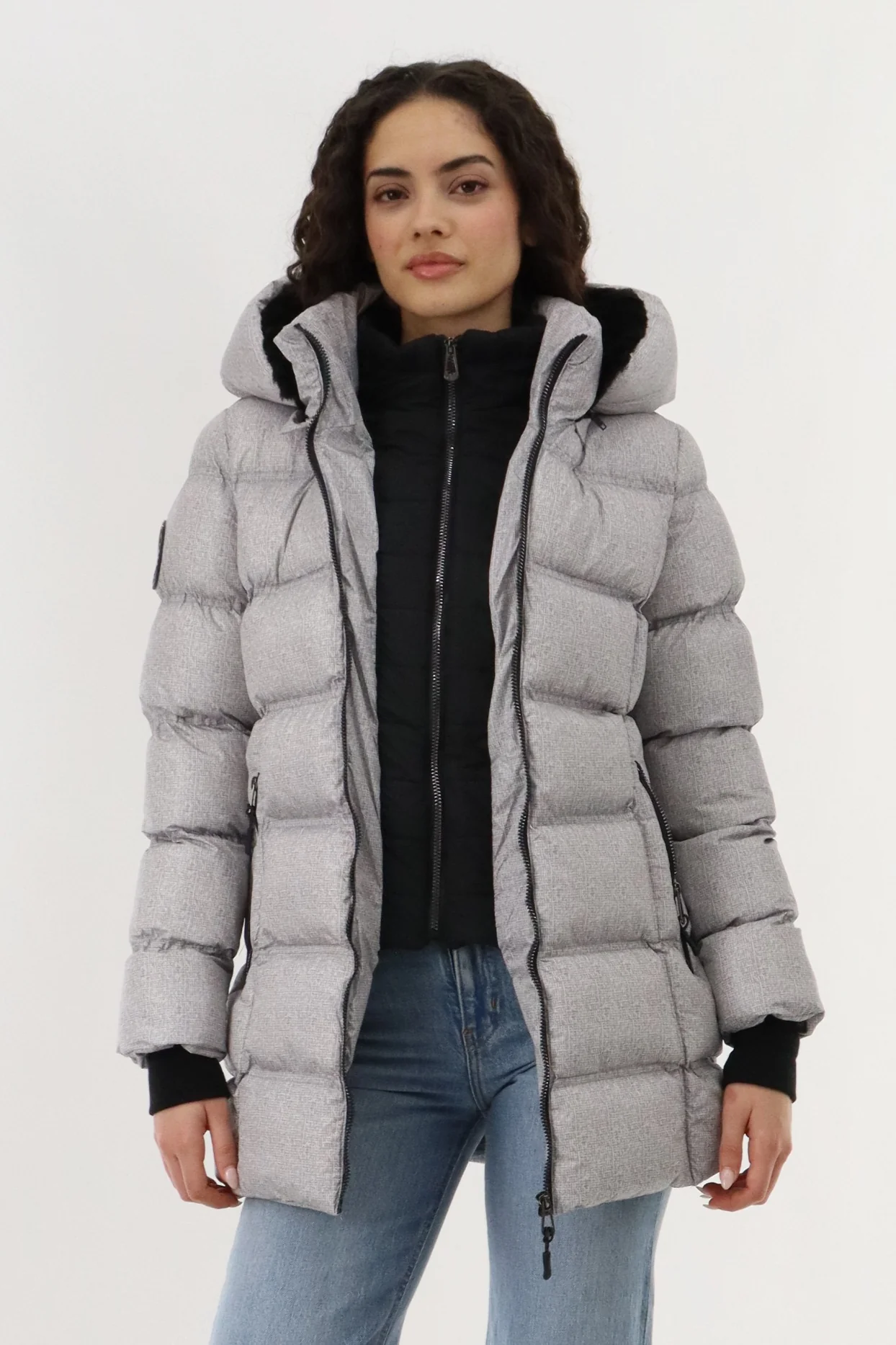 Canada Weather Gear Double Zip Two Tone Parka Jacket - Grey