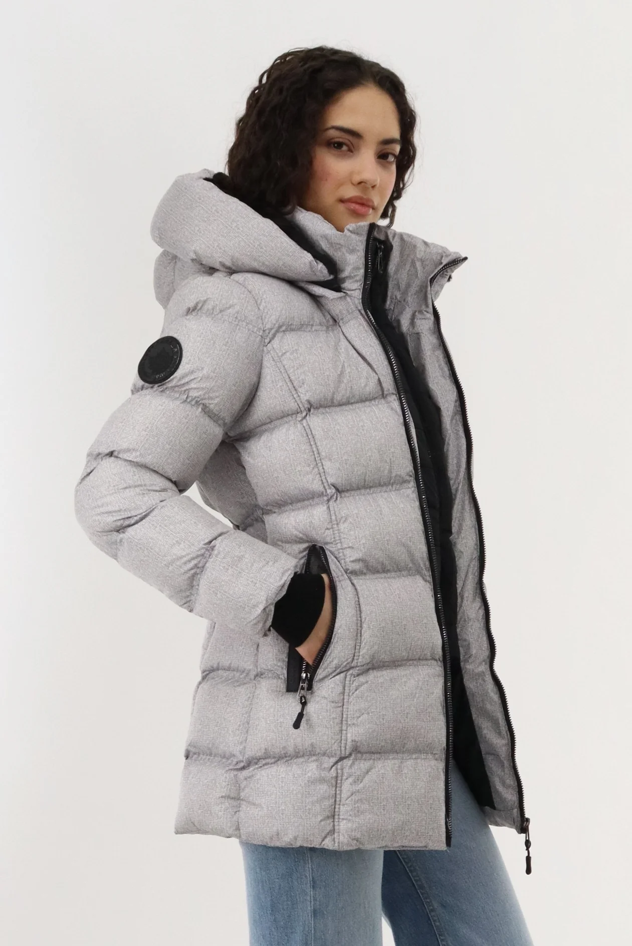 Canada Weather Gear Double Zip Two Tone Parka Jacket - Grey - Image 2