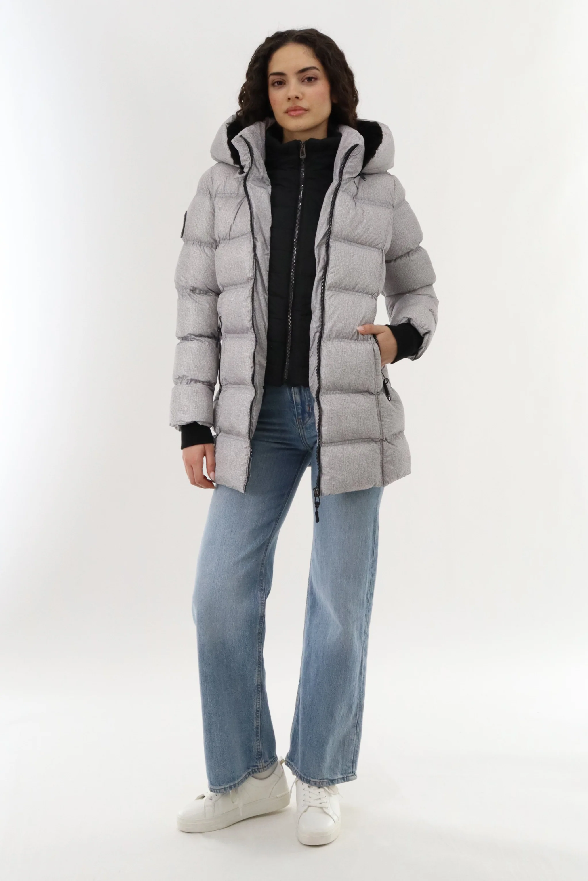 Canada Weather Gear Double Zip Two Tone Parka Jacket - Grey - Image 5