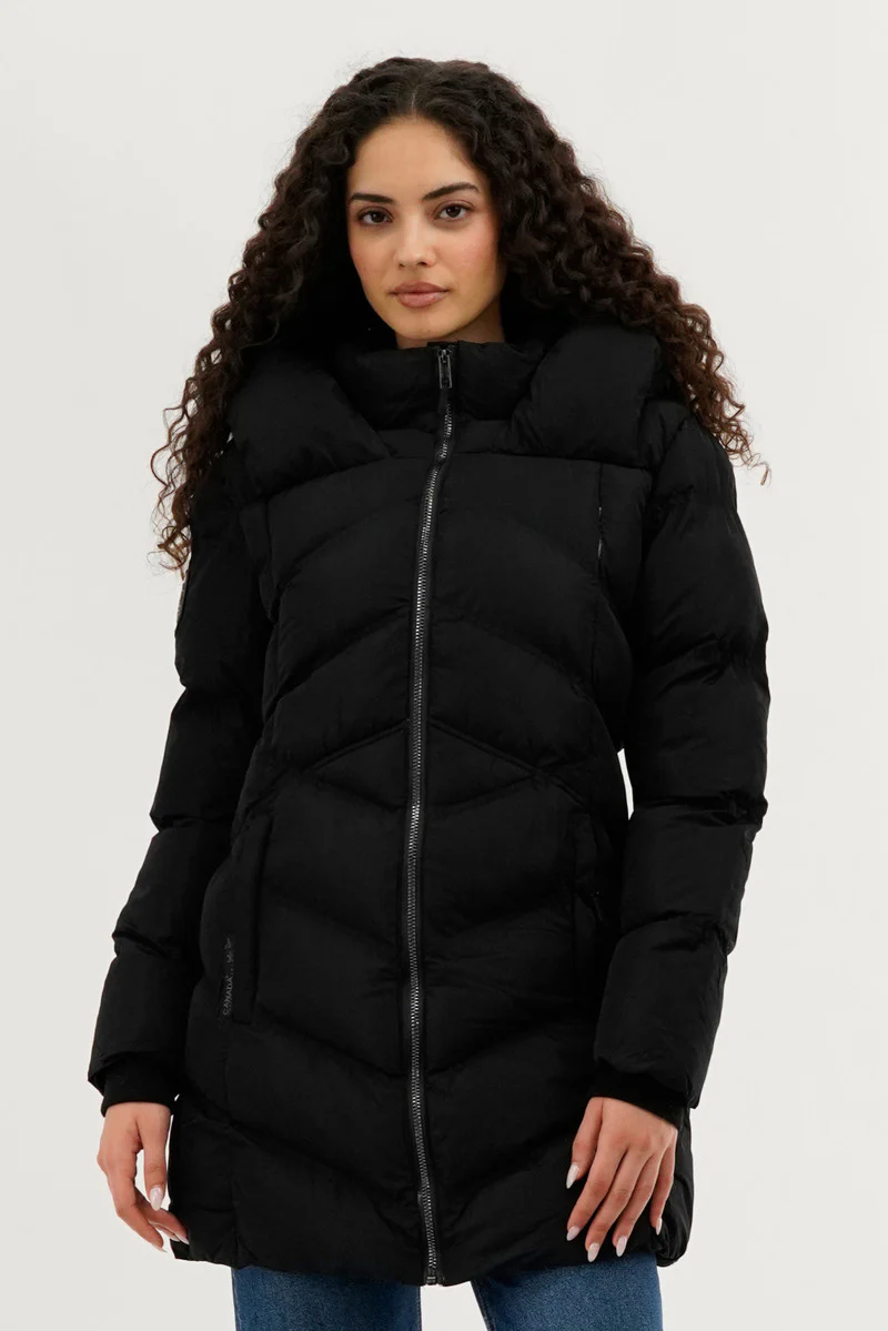 Canada Weather Gear Chevron Quilted Parka Jacket - Black