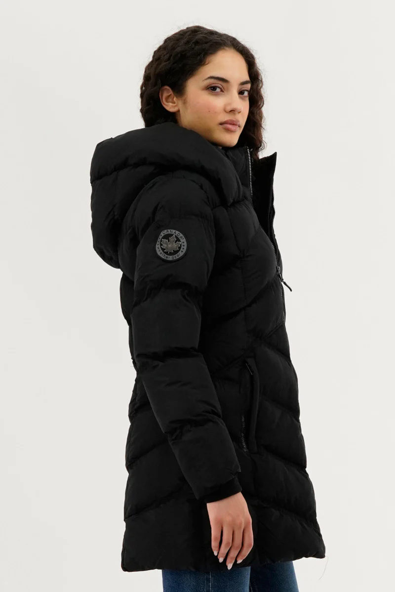 Canada Weather Gear Chevron Quilted Parka Jacket - Black - Image 2