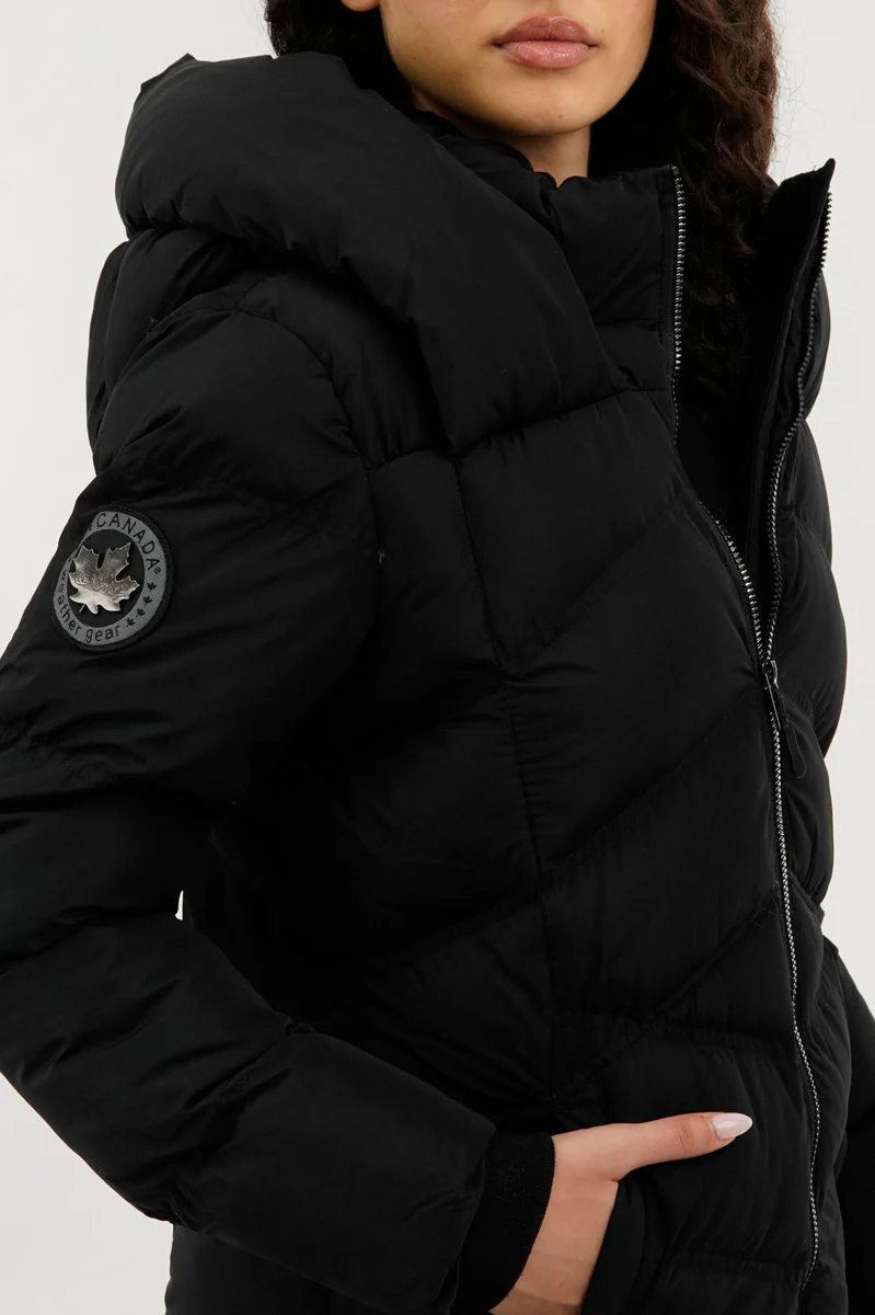 Canada Weather Gear Chevron Quilted Parka Jacket - Black - Image 4