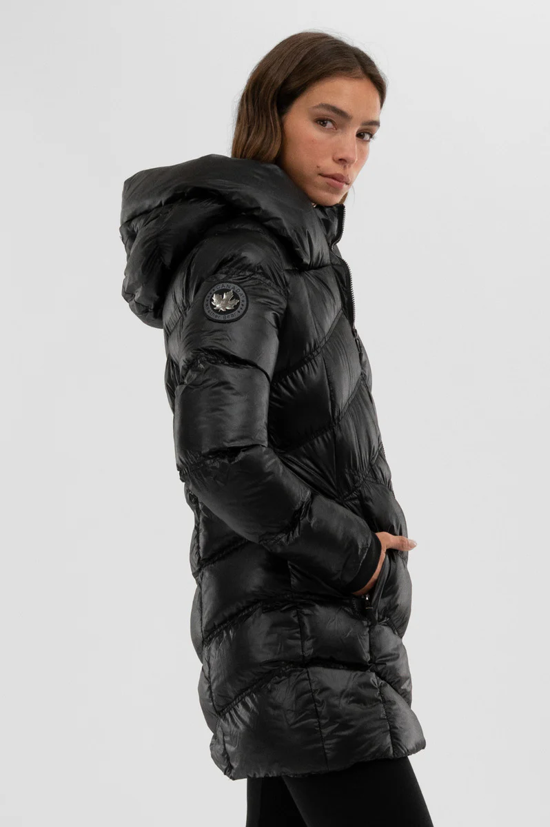 Canada Weather Gear Chevron Quilted Parka Jacket - Black - Image 2