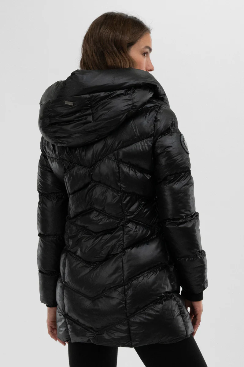 Canada Weather Gear Chevron Quilted Parka Jacket - Black - Image 3