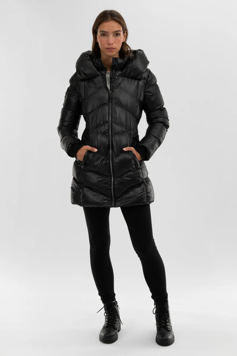 Canada Weather Gear Chevron Quilted Parka Jacket - Black - Image 5