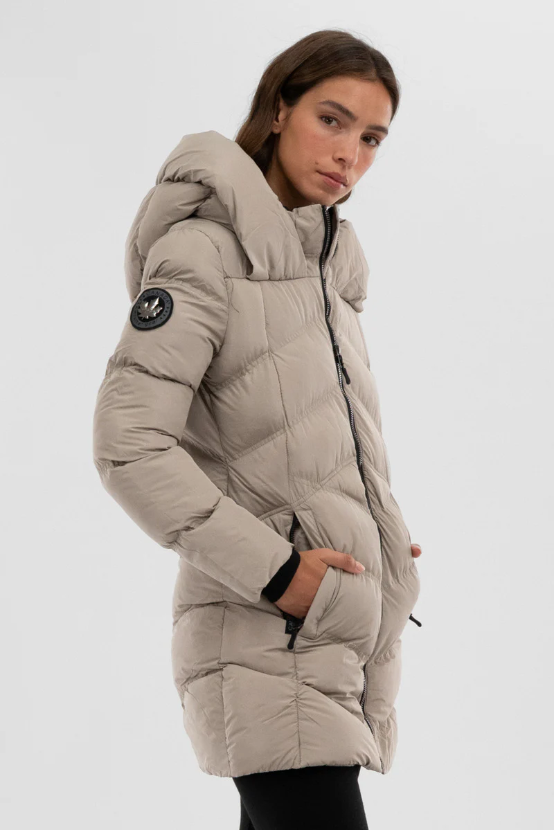 Canada Weather Gear Chevron Quilted Parka Jacket - Beige - Image 2