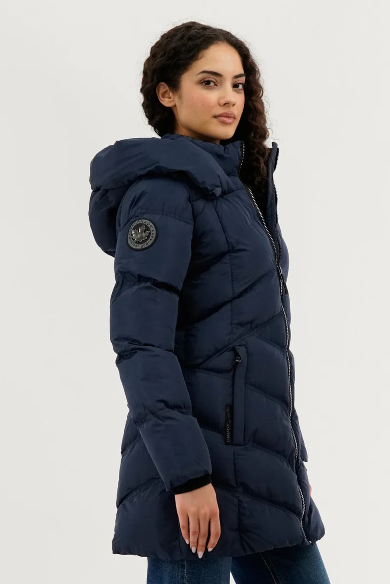 Canada Weather Gear Chevron Quilted Parka Jacket - Navy - Image 2