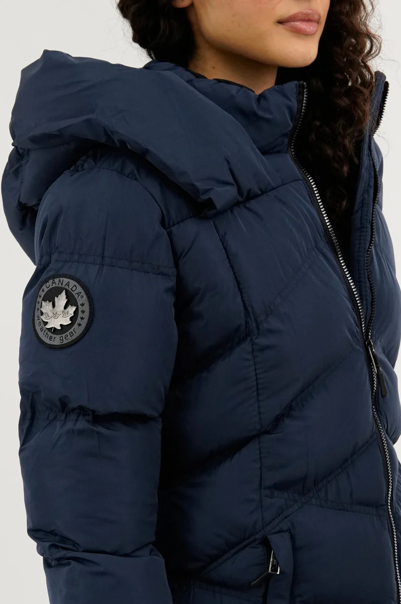 Canada Weather Gear Chevron Quilted Parka Jacket - Navy - Image 4