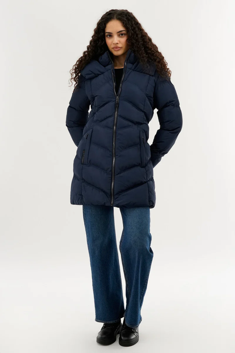 Canada Weather Gear Chevron Quilted Parka Jacket - Navy - Image 5