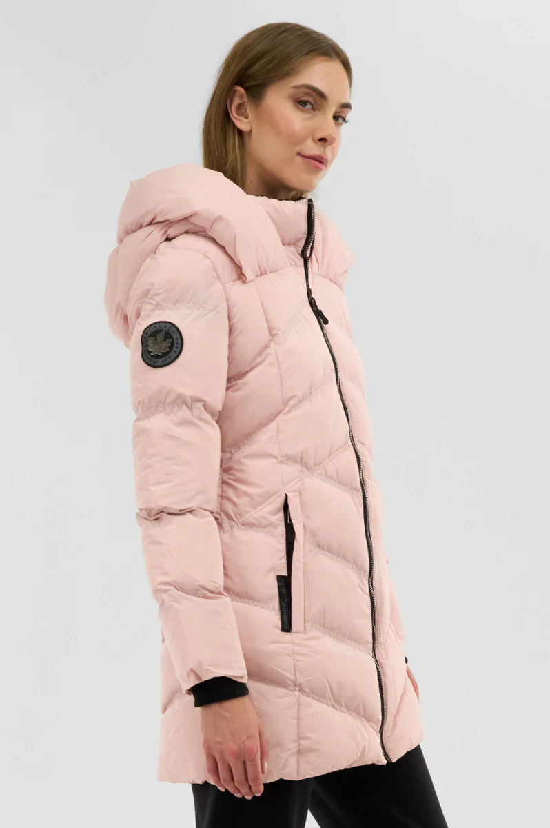 Canada Weather Gear Chevron Quilted Parka Jacket - Pink - Image 2