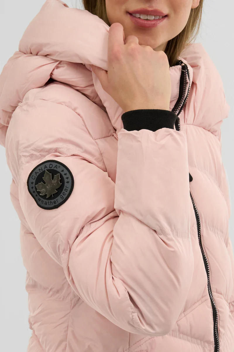 Canada Weather Gear Chevron Quilted Parka Jacket - Pink - Image 4