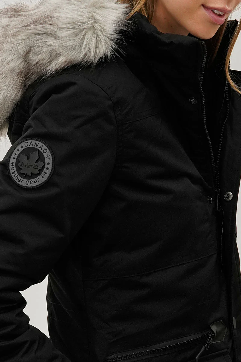 Canada Weather Gear Faux Fur Lined Parka Jacket - Black - Image 4