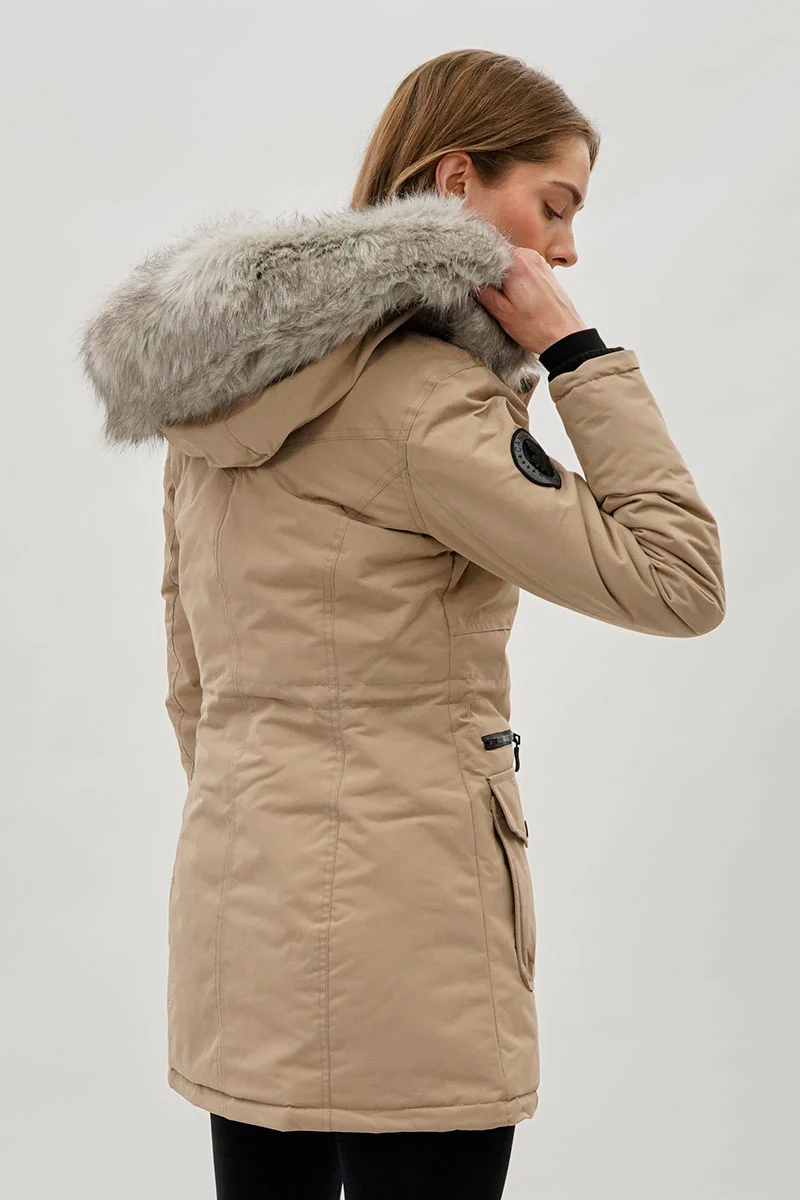 Canada Weather Gear Faux Fur Lined Parka Jacket - Beige - Image 3