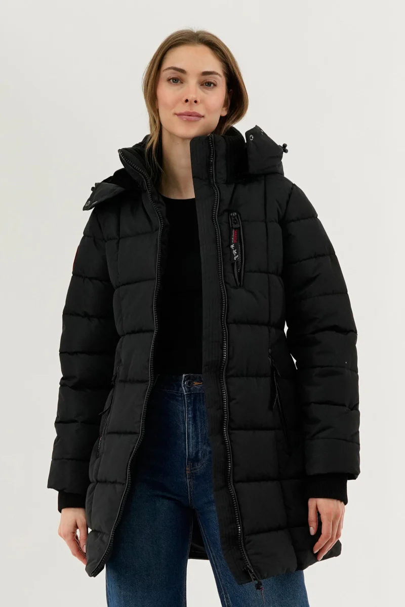 Canada Weather Gear Square Quilted Parka Jacket - Black