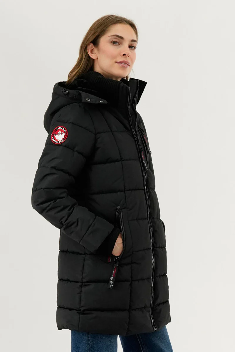 Canada Weather Gear Square Quilted Parka Jacket - Black - Image 2