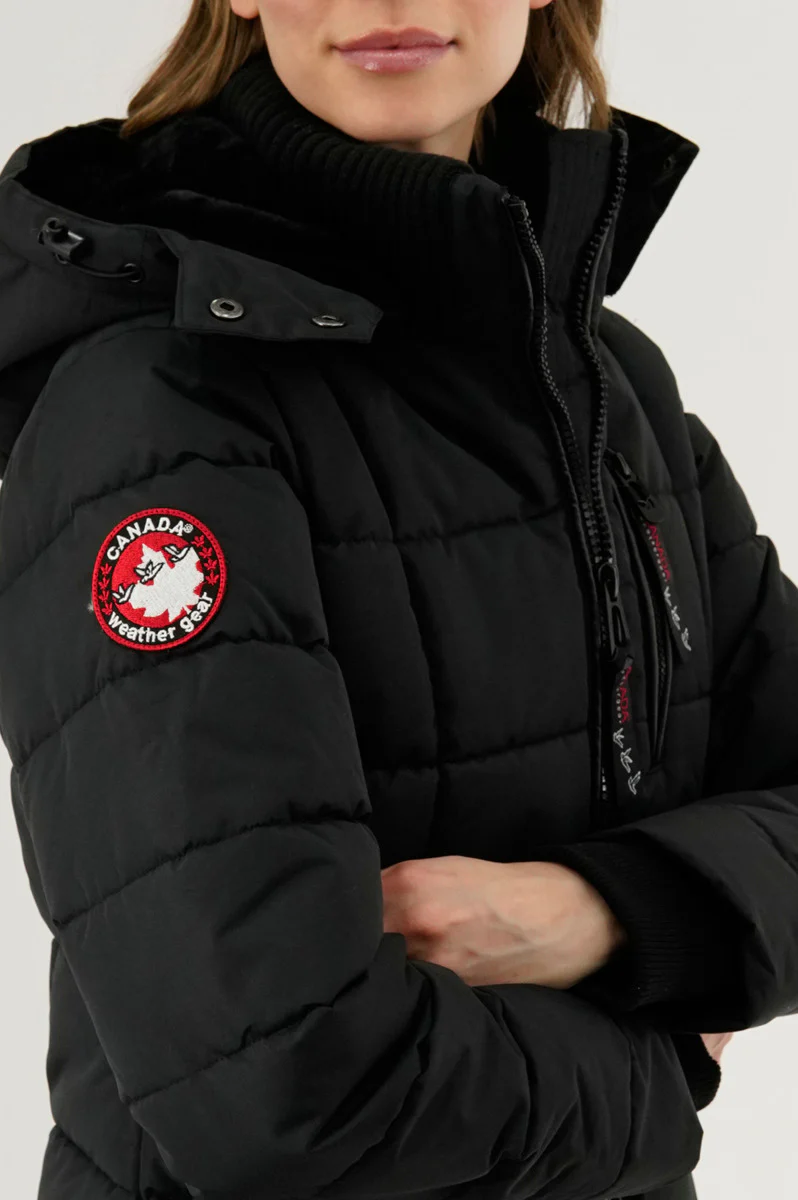 Canada Weather Gear Square Quilted Parka Jacket - Black - Image 4