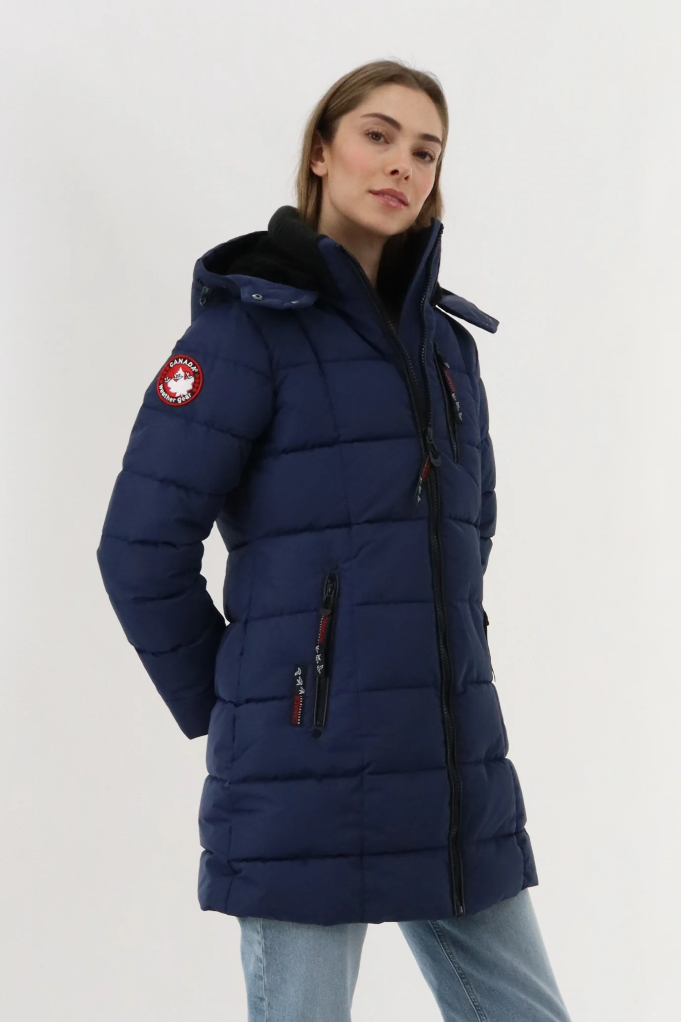 Canada Weather Gear Knit Collar Quilted Puffer Parka - Navy - Image 2