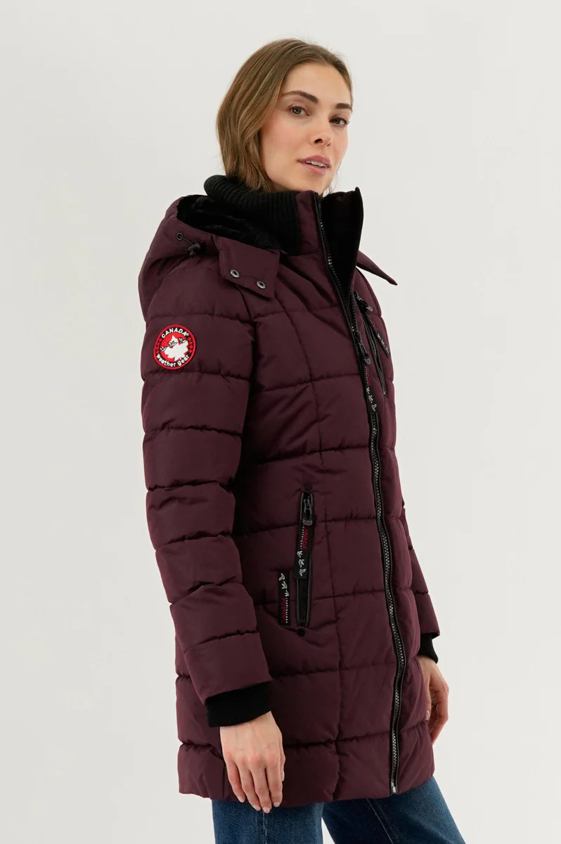 Canada Weather Gear Square Quilted Parka Jacket - Burgundy - Image 2