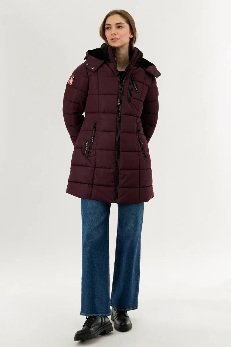 Canada Weather Gear Square Quilted Parka Jacket - Burgundy - Image 5