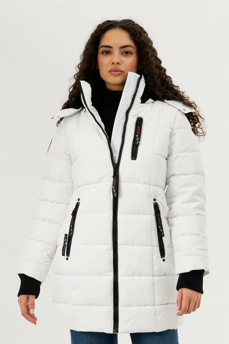 Canada Weather Gear Square Quilted Parka Jacket - White